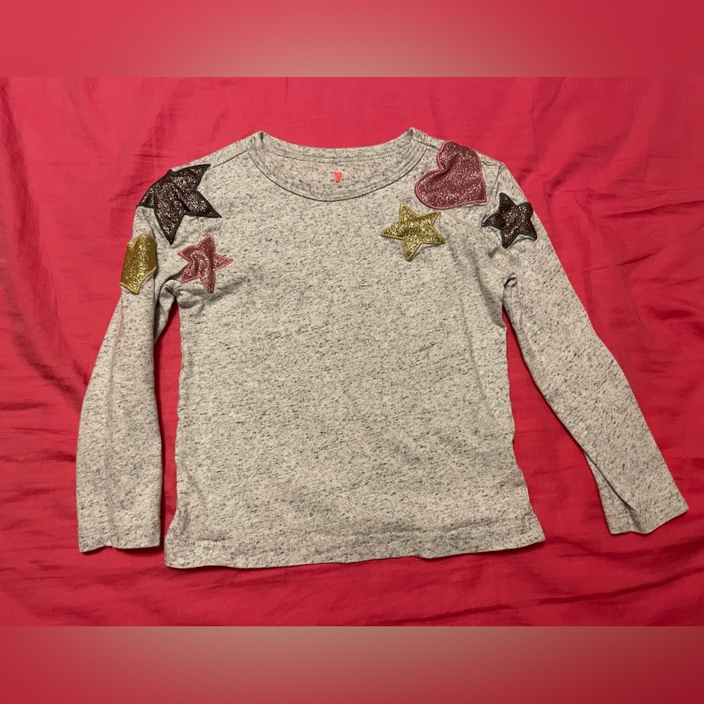 Crewcuts Grey Long Sleeve Heart And Stars Shirt sz 3